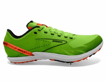 Brooks Draft XC Unisex Cross Country Running Spikes Green Gecko Red Orange White Size 7