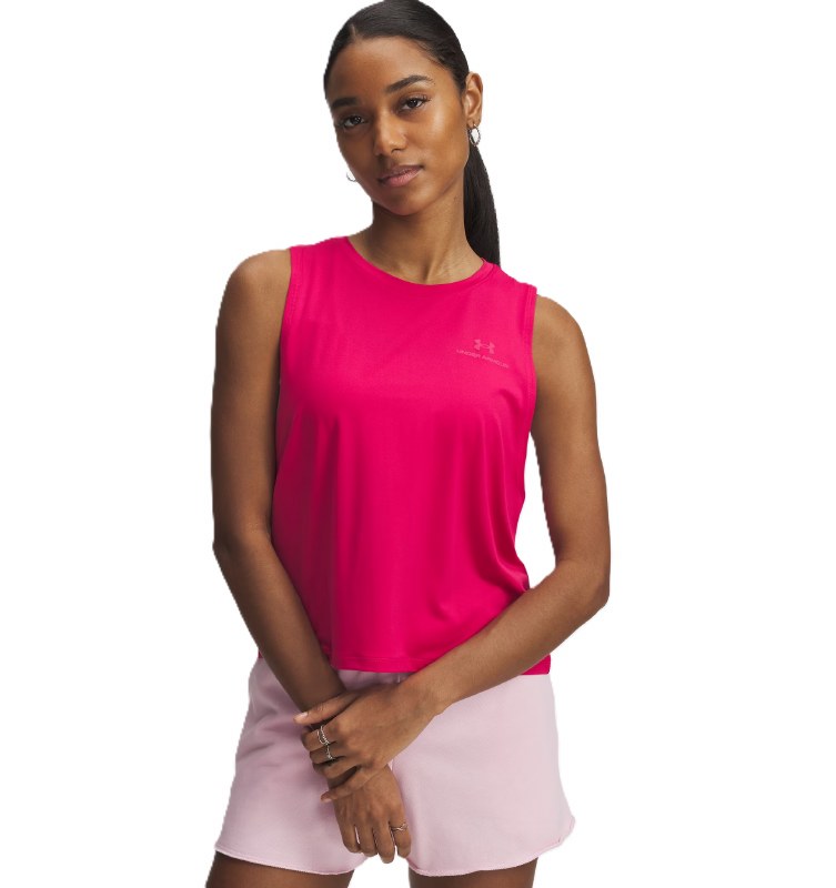 Crop Top Pink Under Armour Top Under Armour SHORT SLEEVE CROP