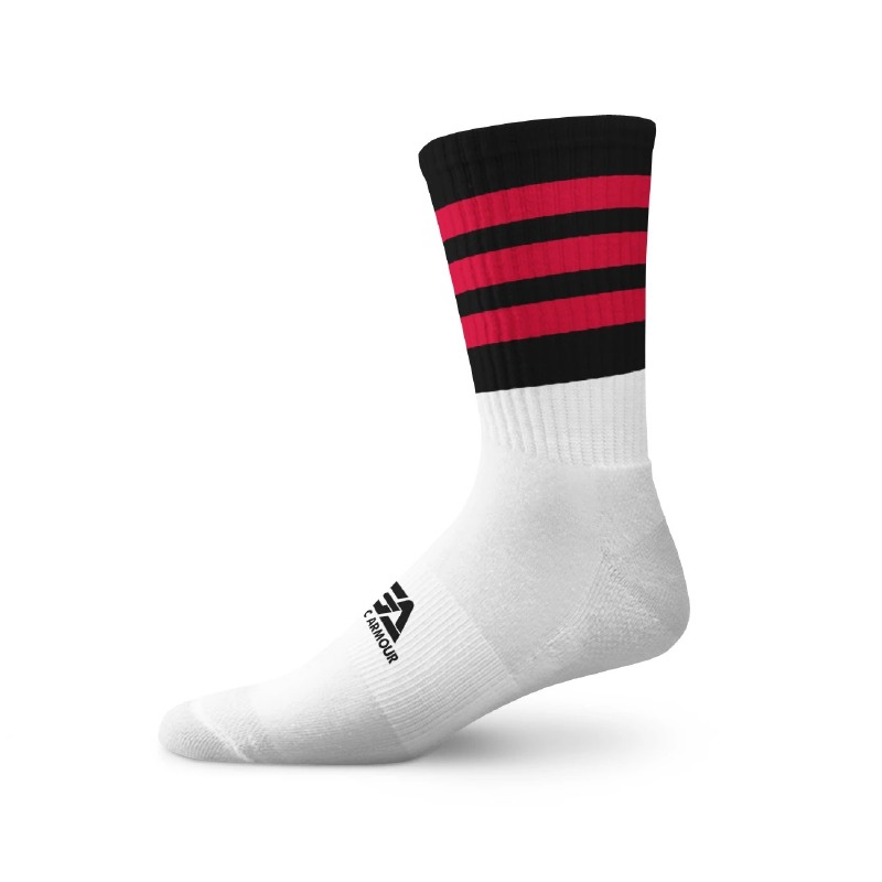 Gaelic Armour Elite Midi Sock (Black Red Hoops) 3-5 - Central Sports