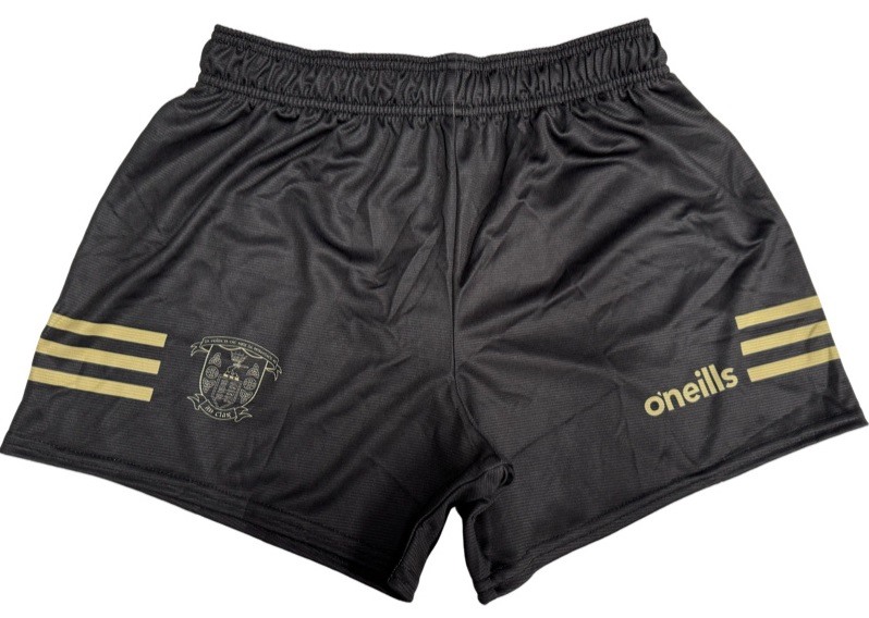 O'Neills Clare GAA Training Shorts 2024 Black Gold Age 3-4 - Central Sports