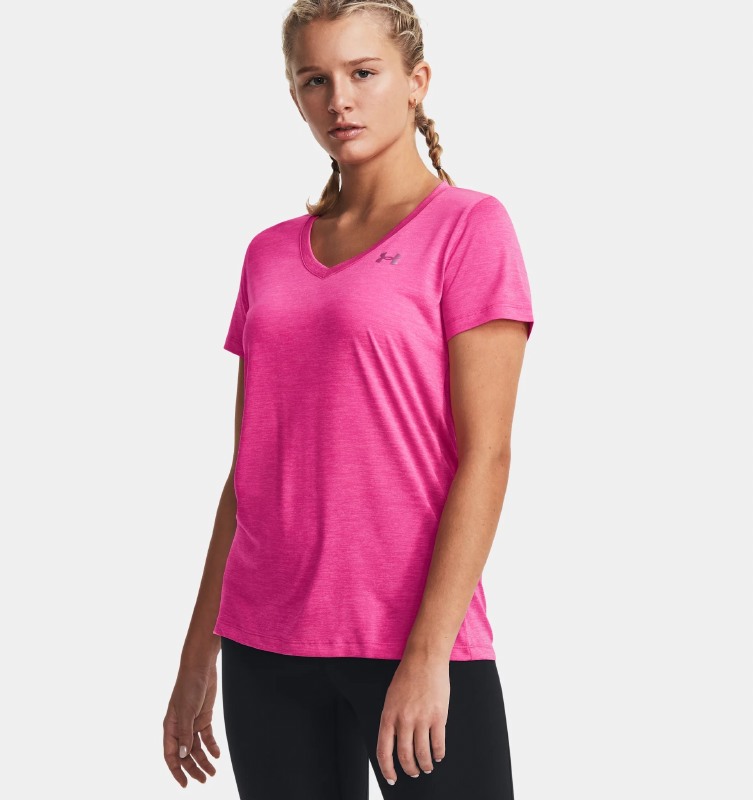 Under Armour Womens Tech™ Twist V-Neck Rebel Pink Size Large