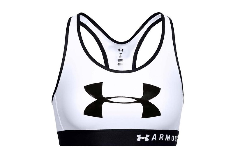 Under Armour Mid Keyhole Graphic Sports Bra, White