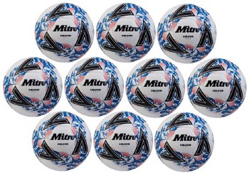 Mitre Calcio 24 Training Ball 10 Pack White Black Blue Size 5