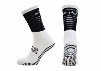 Murphys Pro Mid GAA Grip Socks Black White Size 6-8