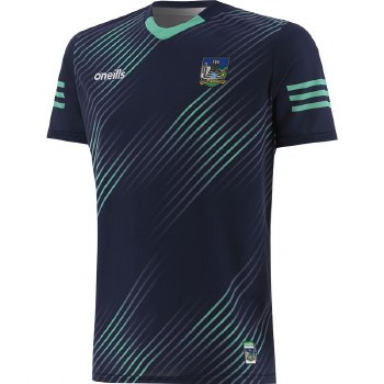 O'Neills Limerick GAA Short Sleeve Training Jersey 2024 Navy Mint Age 7-8