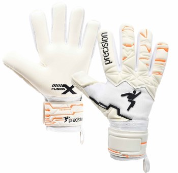 Precision Fusion X Pro Negative Contact Goalkeeper Gloves White Orange Size 9.5