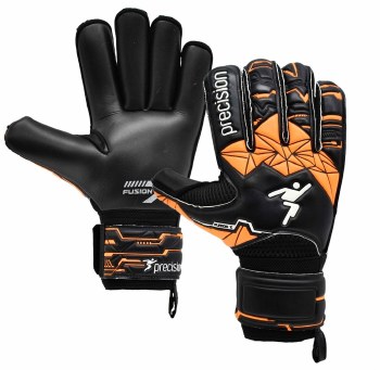 Precision Junior Fusion X Roll Finger Protect Goalkeeper Gloves White Flo Orange Size 6