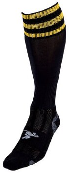 Precision Pro Football Sock Black Yellow Bars Size Junior 12-2