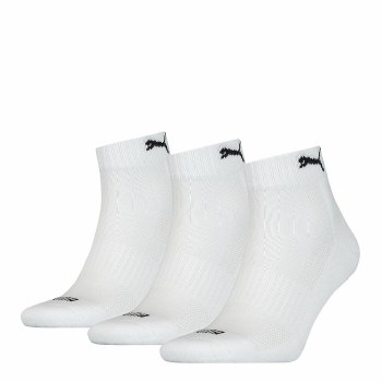 Puma Cushioned Quarter 3 Pack Socks (White) Uk 6 to 8