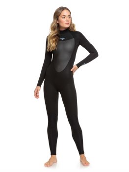 Roxy Women's 3/2mm Prologue Back Zip Steamer Wetsuit (Black Blue) 12