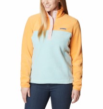 Columbia Women's Benton Springs™ Half Snap Pullover Fleece Aqua Haze Sunset Peach Size Small