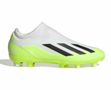 Adidas X Crazyfast.3 Laceless Firm Ground Junior Football Boots White Black Lucid Lemon Size 2