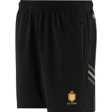 O'Neills Clare GAA Weston Training Shorts Black Grey Sand Age 7-8