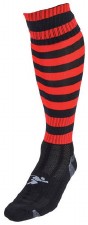Precision Pro Football Sock Hooped (Black Red) Uk Size Boys 3-6