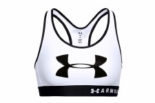 Under Armour Mid Keyhole Graphic Sports Bra (White Black) Small