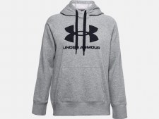 Under Armour Womens  Rival Fleece Logo Hoodie (Grey Black) XS