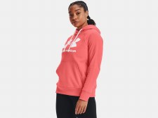 Under Armour Womens  Rival Fleece Logo Hoodie (Miami Orange White) Small