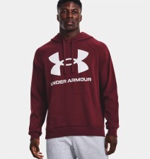 Under Armour Mens Rival Fleece Big Logo Hoody (Chestnut Red Onyx White) Small