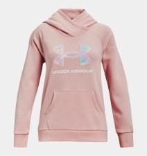 Under Armour Girls Rival Fleece Logo Hoodie (Retro Pink Cloudless Sky) XL Girls
