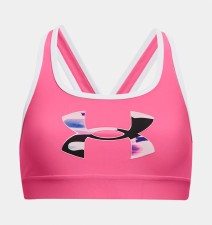 Under Armour Girls Crossback Sports Bra (Black White) XL Girls