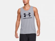 Under Armour Sports Style Logo Tank (Grey Black) Medium