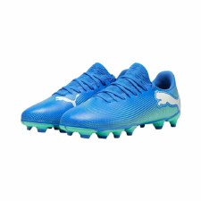 Additional picture of Puma Future 7 Play Firm Ground Junior Football Boots Hyperlink Blue Mint White Size 1