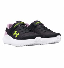 Additional picture of Under Armour Girls' Surge 4 AC Running Shoes Black Purple Ace Size 2