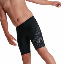 Additional picture of Speedo Boys Medley Logo Jammer Black Grey Age 11-12
