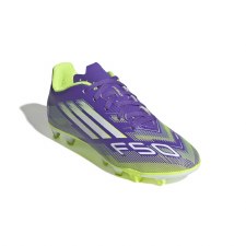 Additional picture of Adidas F50 Club Firm Ground Junior Football Boots Purple Rush White Lucid Lemon Size 4