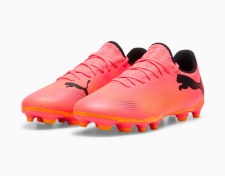 Additional picture of Puma Future 7 Play Firm Ground Football Boots Sunset Glo Black Sun Stream Size 9.5
