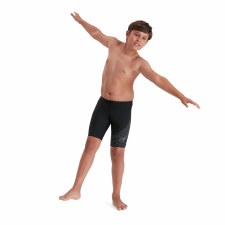 Additional picture of Speedo Boys Medley Logo Jammer Black Grey Age 11-12