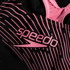 Additional picture of Speedo Girls Medley Logo Medalist Swimsuit Black Pink Age 9-10