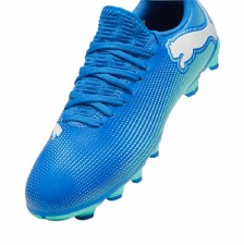 Additional picture of Puma Future 7 Play Firm Ground Junior Football Boots Hyperlink Blue Mint White Size 1