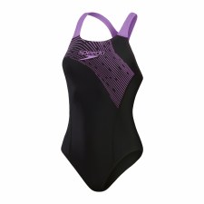 Additional picture of Speedo Medley Logo One Piece Swimsuit  Black Purple Size 40