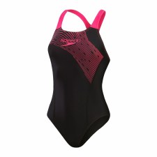 Additional picture of Speedo Medley Logo One Piece Swimsuit  Black Pink Size 36