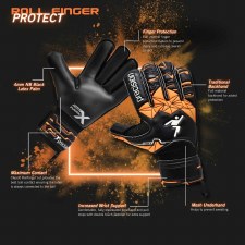 Additional picture of Precision Junior Fusion X Roll Finger Protect Goalkeeper Gloves White Flo Orange Size 6