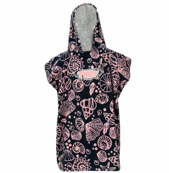 TWF Towel Poncho Kids (Black Pink Shells) One Size