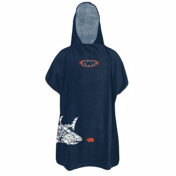 TWF Towel Poncho Long Navy Shark Kids
