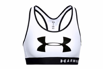 Under Armour Mid Keyhole Graphic Sports Bra (White Black) XS
