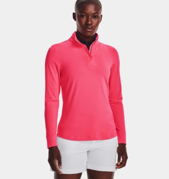 Under Armour Women's Playoff 2.0 ¼ Zip (Pink Shock Metallic Silver) Size Large