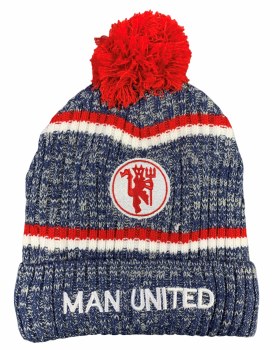 Manchester Utd Bobble Hat Navy Red Adults