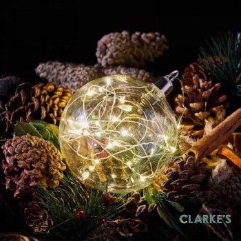 10 Micro LED Christmas Battery CrystaLight Orb Bauble 10cm