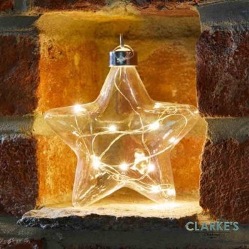 10 Micro LED Christmas Battery CrystaLight Star Bauble 12cm