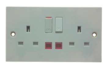 13A 2 Gang Switched Socket with Neon