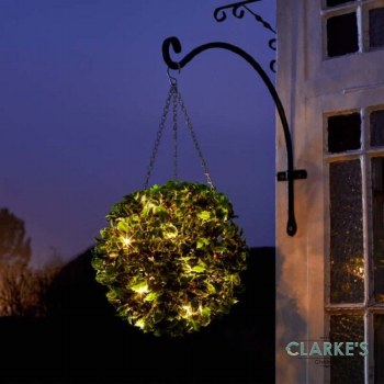 20 LED Battery Holly Ball Outdoor Decoration 30cm