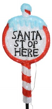 Lumineo 30 LED (67cm) Christmas "Santa Stop Here" Sign Light