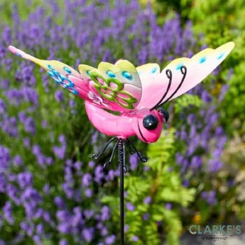 Barmy Butterfly Stake - Garden Decoration Pink