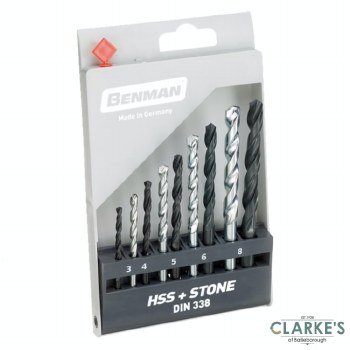 Benman 9 Piece Drill Bit Set HSS + Masonry