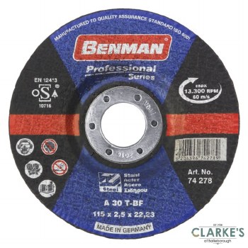 Benman Steel Depressed Cutting Disc 115mm