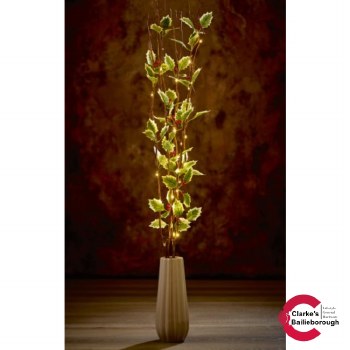 Brown Willow Twigs with Holly Berries Set of 5